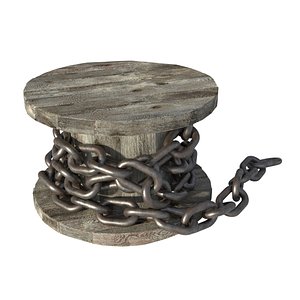 3D model photorealistic steel chain spool