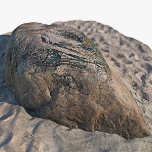3D model Smooth Rock in Beach Sand - 3d Scanned