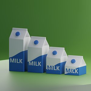 3D Cartoon Milk Carton Box Collection model
