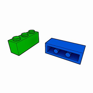 3ds max piece lego brick 1x3