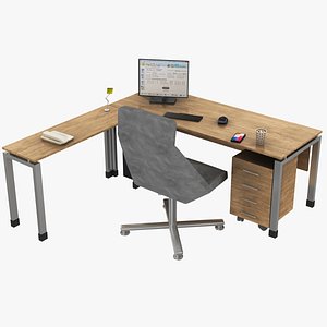 3D Office Table and Chair Set model