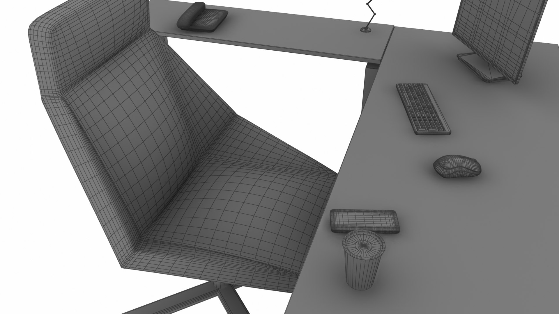 3D Office Table And Chair Set Model TurboSquid 2130480