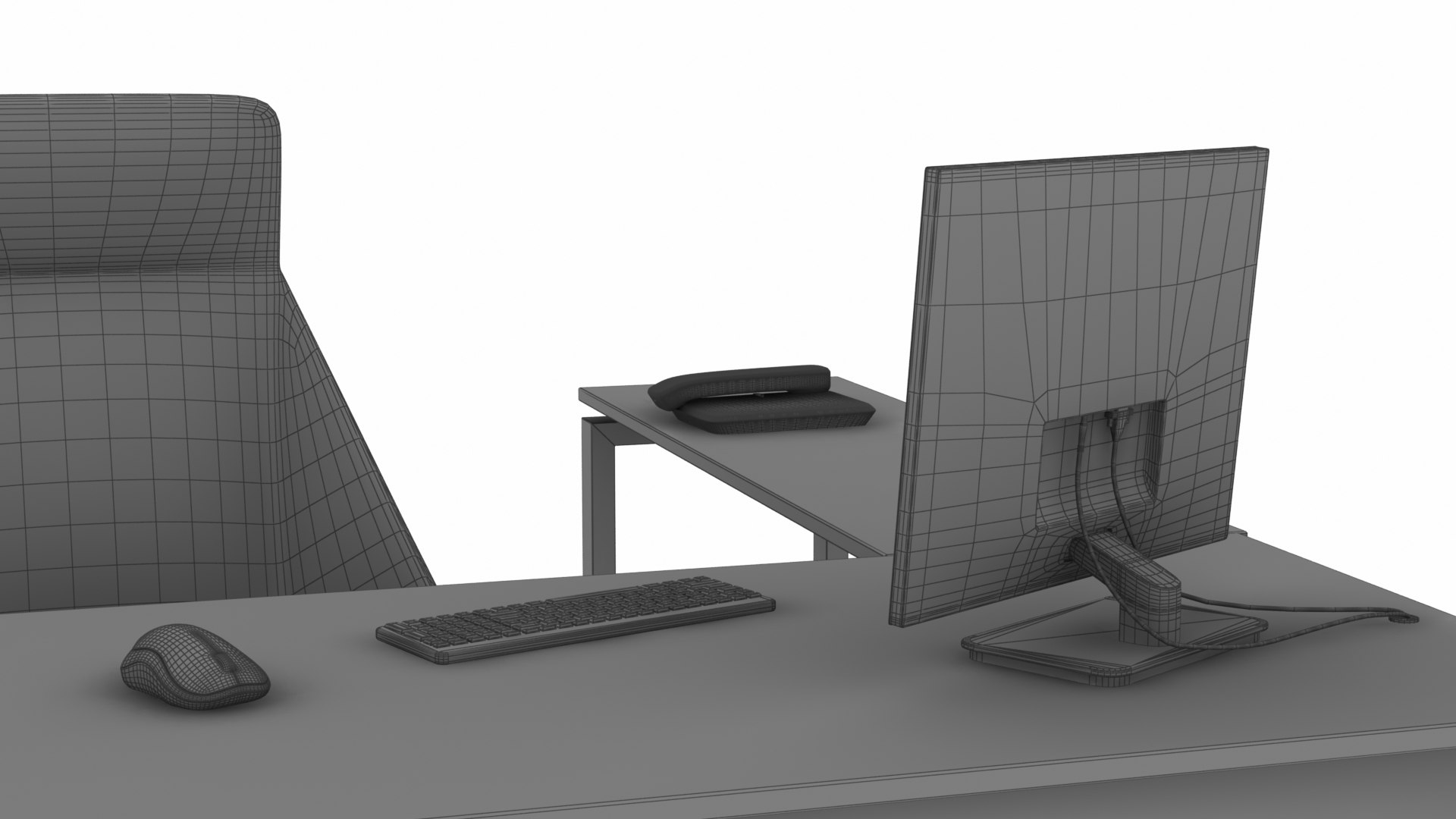 3D Office Table And Chair Set Model TurboSquid 2130480