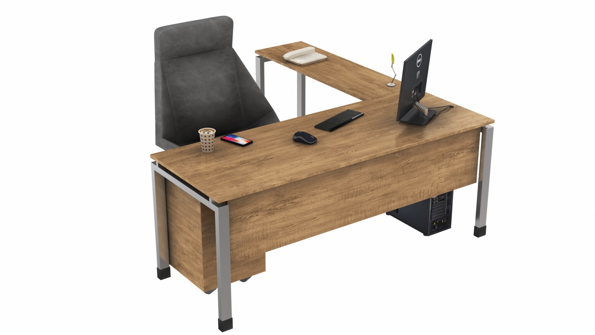 3D Office Table And Chair Set Model - TurboSquid 2130480