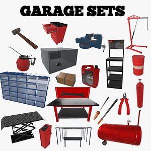 3D Garage With Tools Set