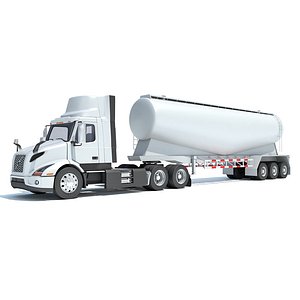 3D Semi Truck with Tank Trailer