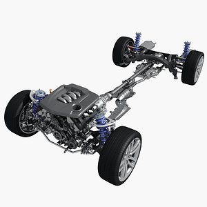 Car Chassis with Engine