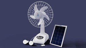 Portable Solar Powered Desk Fan 3D Model model