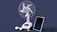 Modèle 3D de ventilateur de bureau portable à énergie solaire