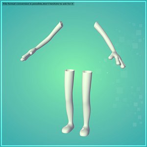 3D Cartoon Arms and Legs -- Four Fingers