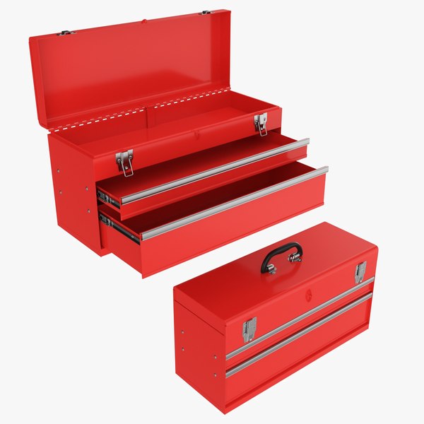 Portable toolbox chest with carrying handle set 3D