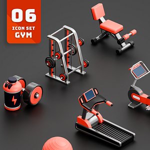 Icon Set of Sports Gym Equipment 3D model