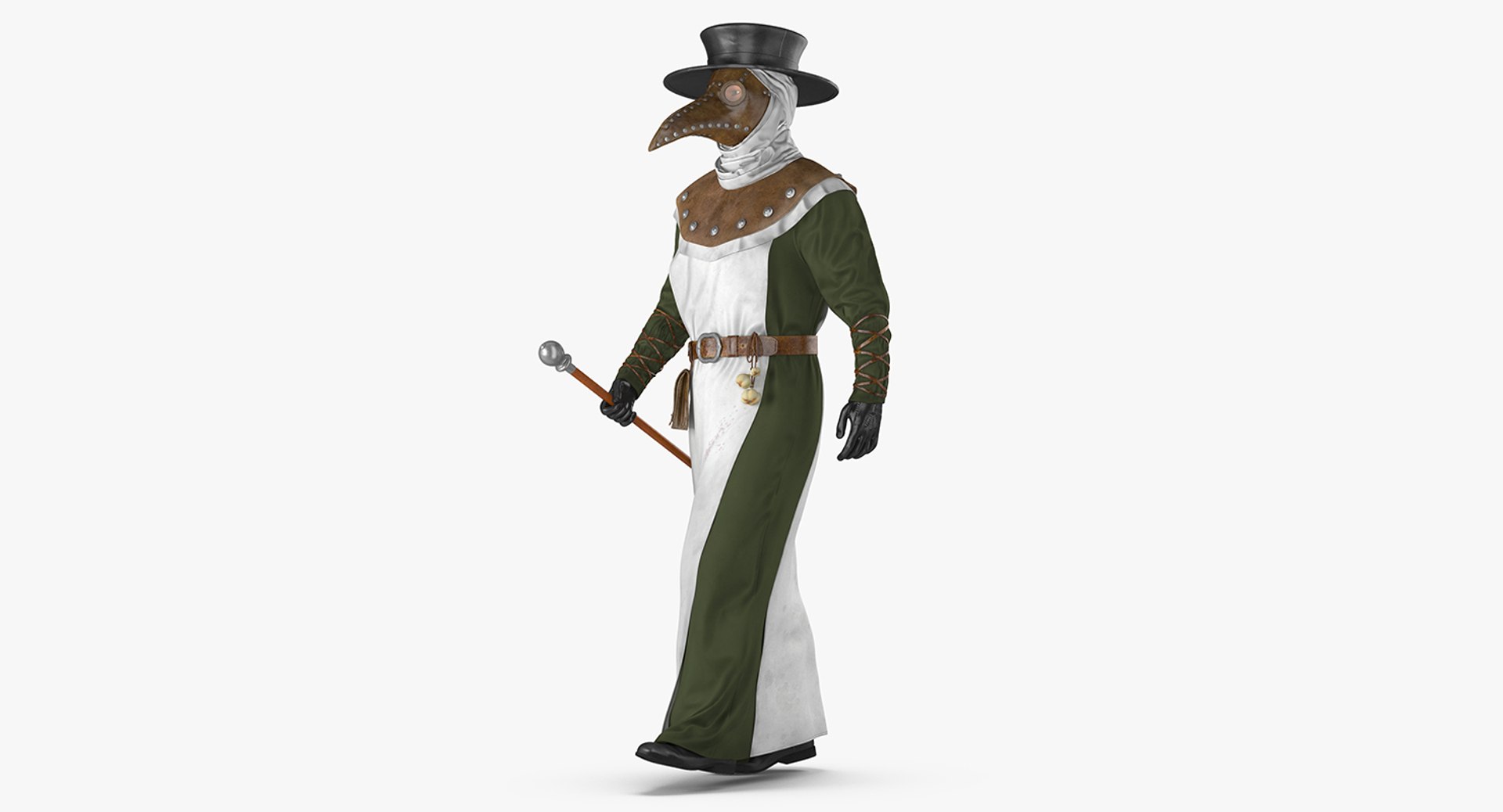 Plague Doctor Walking Pose 3D model preview