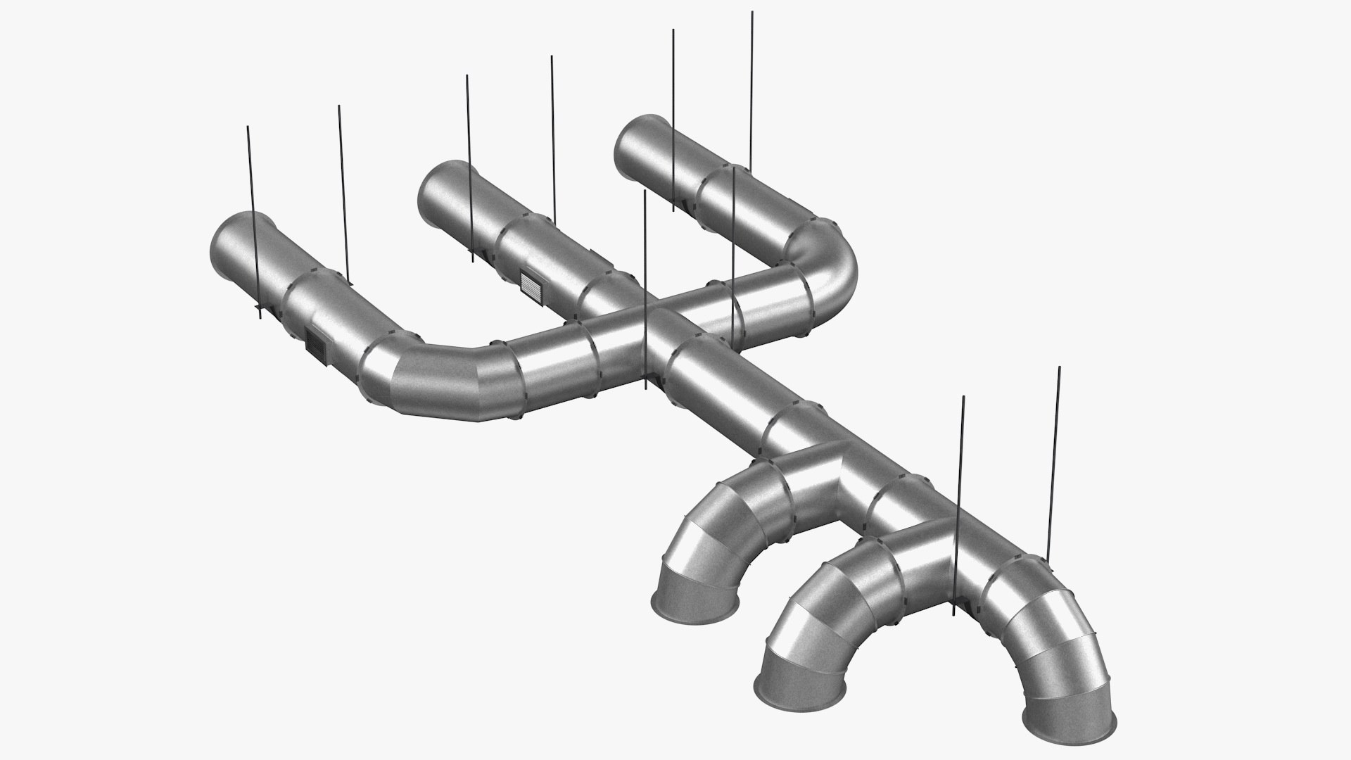 Ventilation Shaft Pipe System Set 3D model preview
