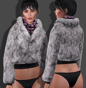 jacket fur scarf model