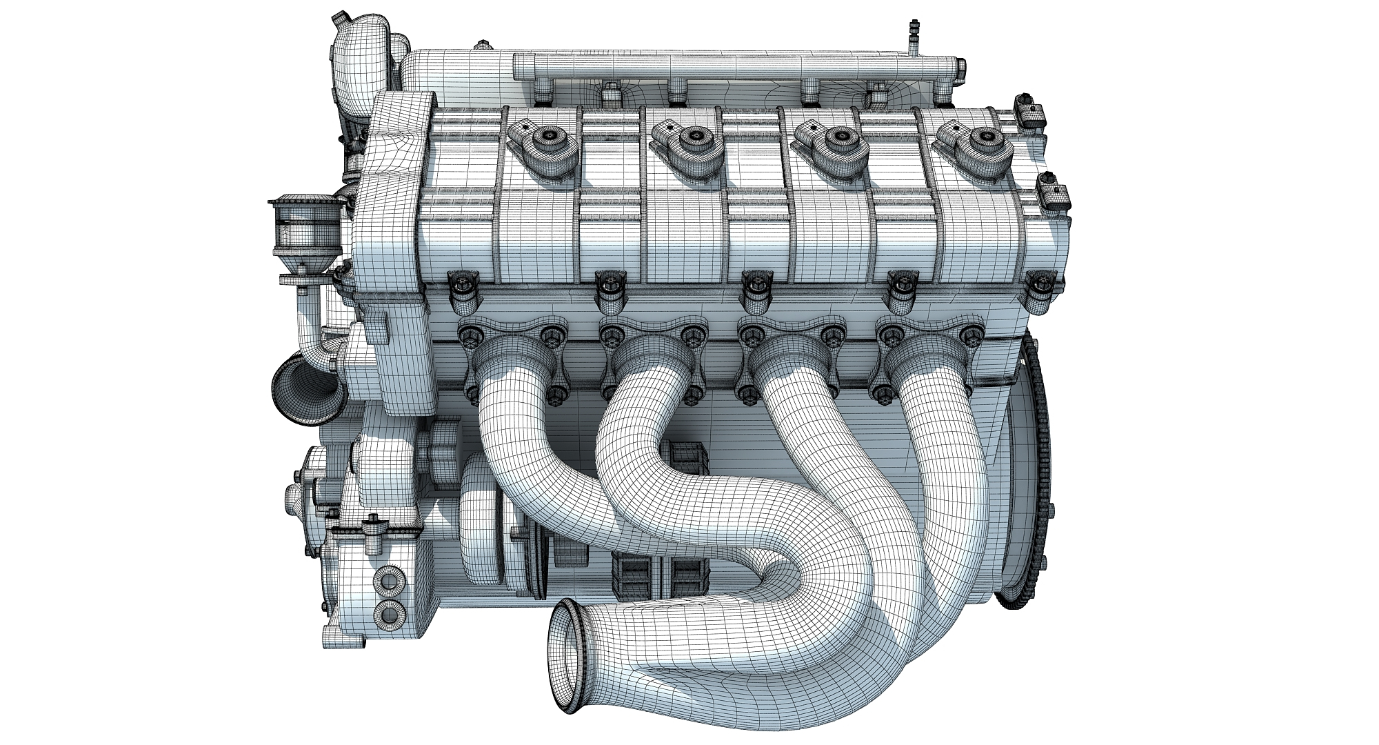 3d v engine model