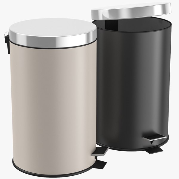 3D bathroom trash bin set model