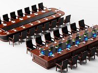 Large Modern Conference Boardroom Set 3D Model