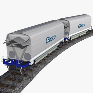 australian cbh 2 pack grain hopper wagon 3D