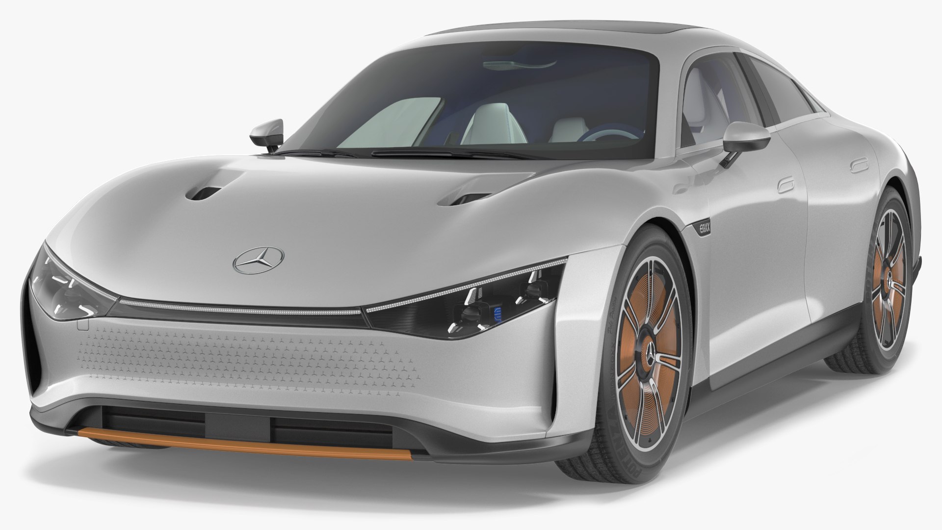 Electric Mercedes Benz VISION EQXX Lights On Rigged 3D model preview