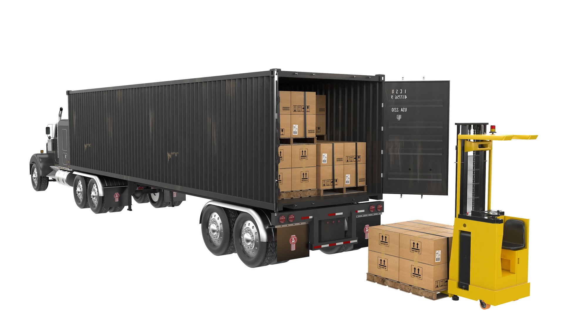 3D Container Cargo Trailer Truck and Forklift https://p.turbosquid.com/ts-thumb/Re/z4DKZl/6Z/containercargotrailertruckandforklift6/jpg/1756984161/1920x1080/fit_q87/c5d45eb0f87b459bed195521a8ca713bd93e0328/containercargotrailertruckandforklift6.jpg
