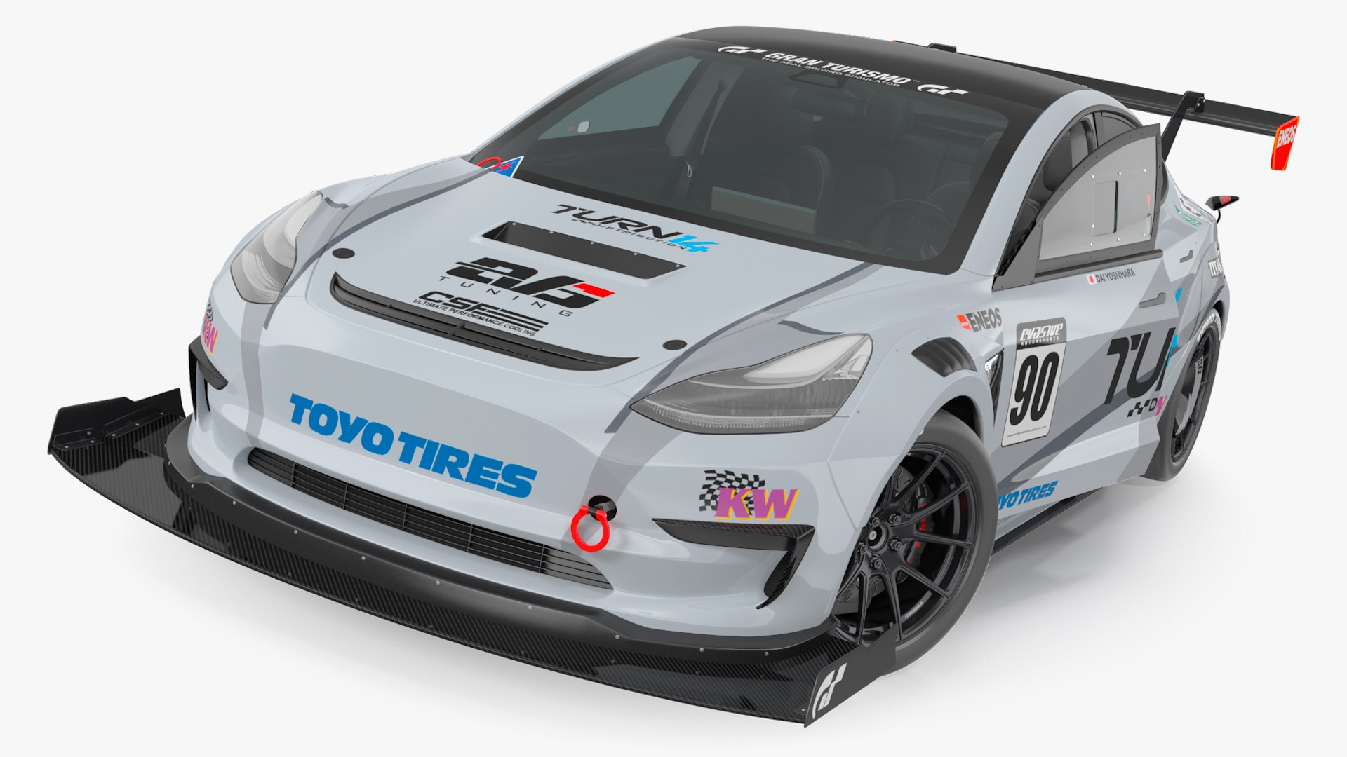 Tesla Model 3 Race Car Rigged 3D model preview