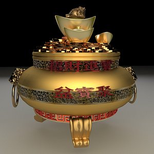 3D chinese gold ingot model