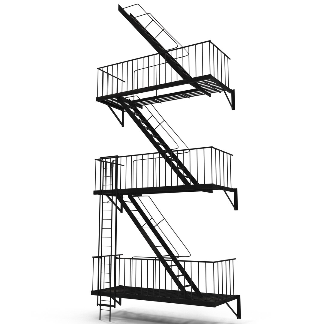 Fire Escape Stairs 3D model preview