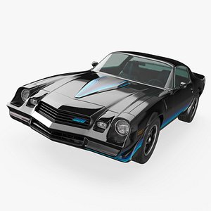 Retro Chevrolet Camaro Z28 Sports Car Black Simplified
