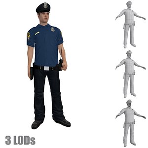 3d model rigged police officer s