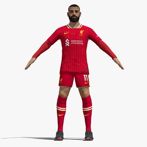 3D model T-Pose Rigged  Salah Liverpool 24-25