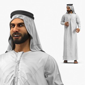Arabian Man in Kandura A Pose White Rigged