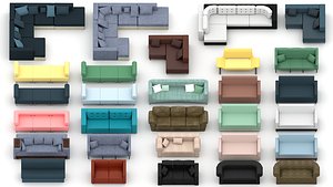 Sofa 3D Model Miniature Couch STL Dollhouse Furniture 3D model