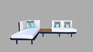 Canape Modern Sofa White PBR Textured 3D