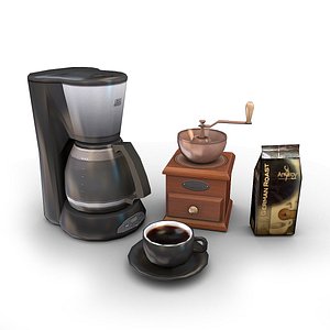3d model coffeemaker pack coffee grinder