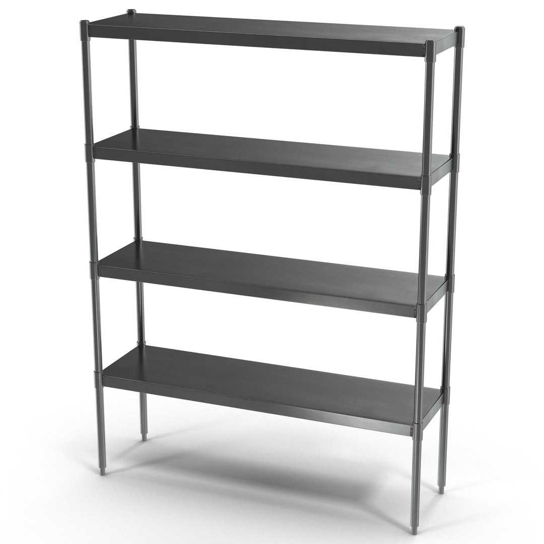 Standing Shelving Unit Stainless Steel 3D Model 3D model preview