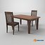 Alter Holztisch und Stuhl Low-Poly PBR