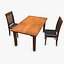 Old Wooden Table and Chair Low-poly PBR