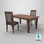Alter Holztisch und Stuhl Low-Poly PBR
