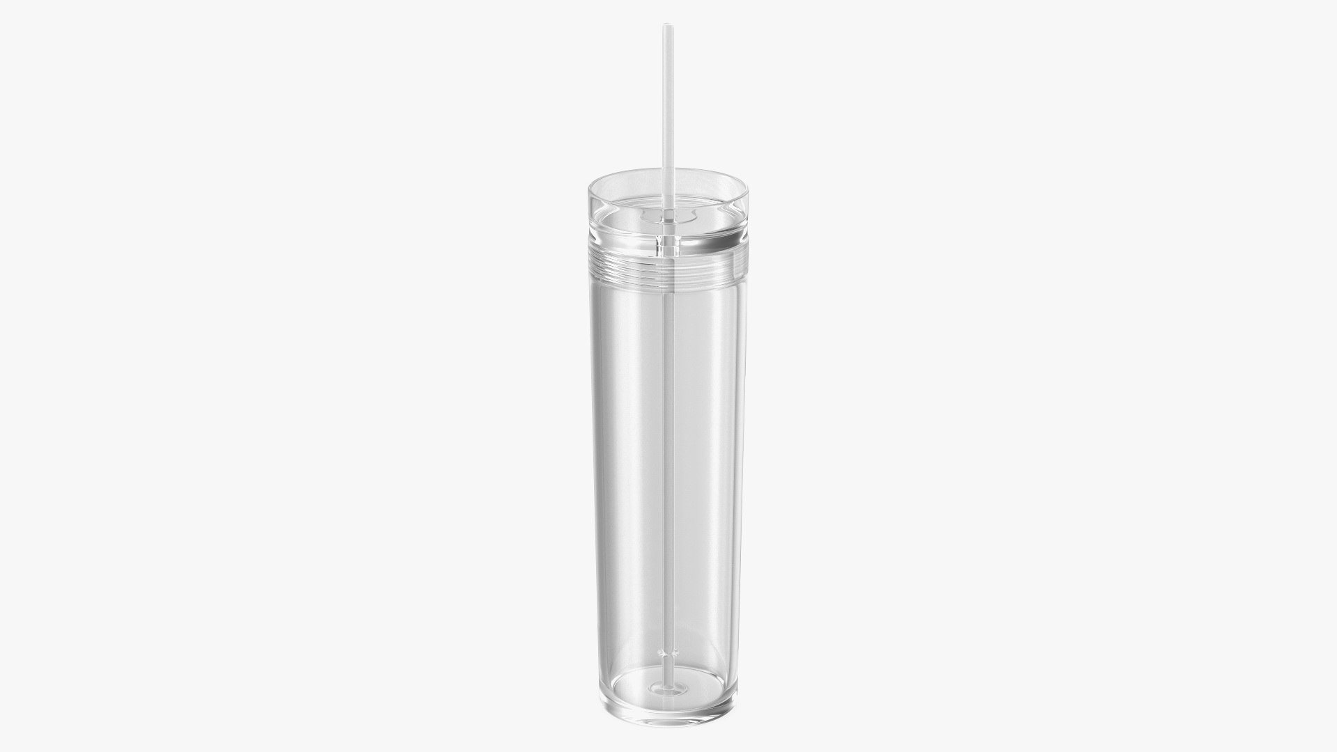 Clear Acrylic Tumbler with Lid and Straw 3D model preview