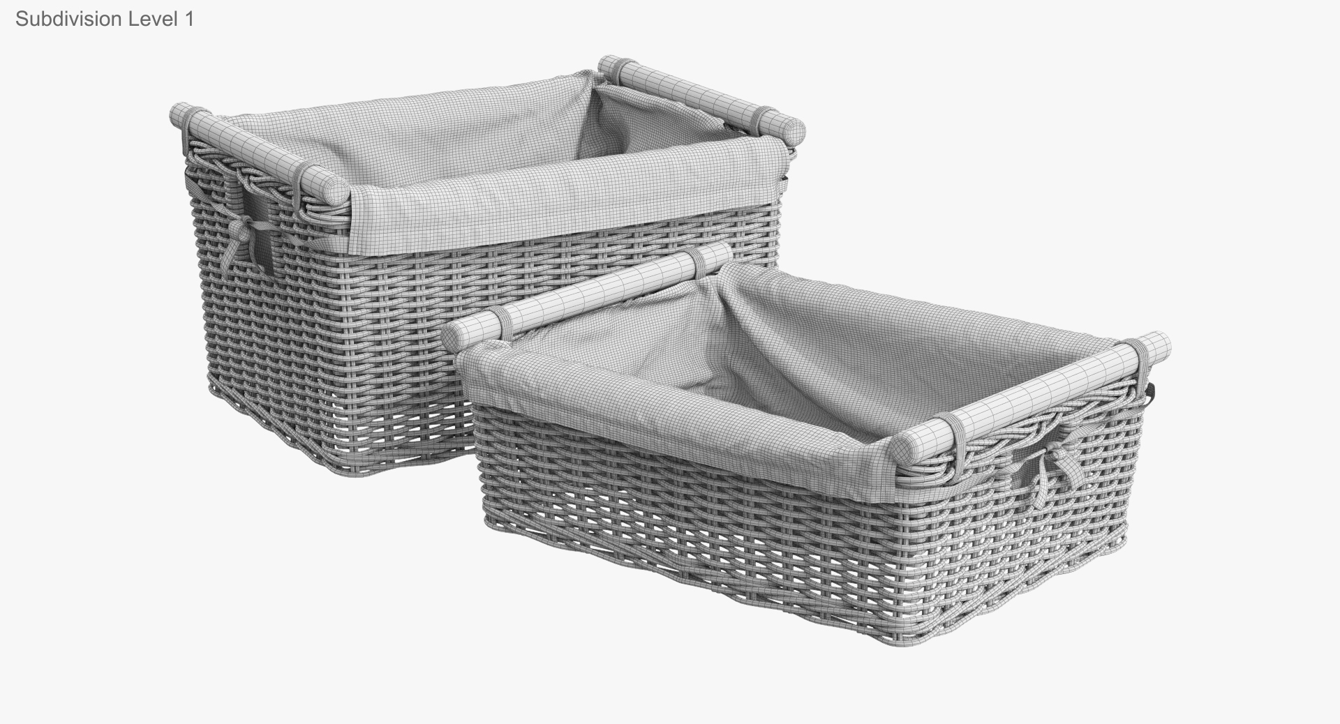 3d model wicker laundry basket rattan