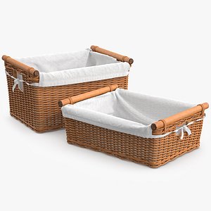 3d model wicker laundry basket rattan