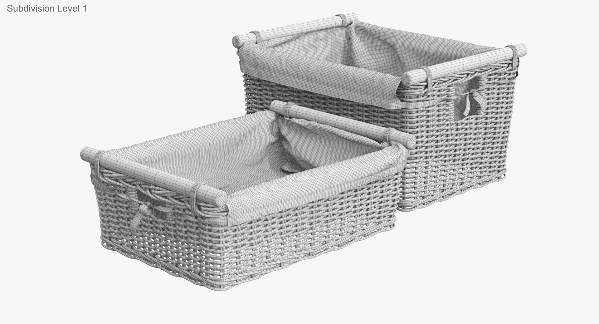 3d model wicker laundry basket rattan