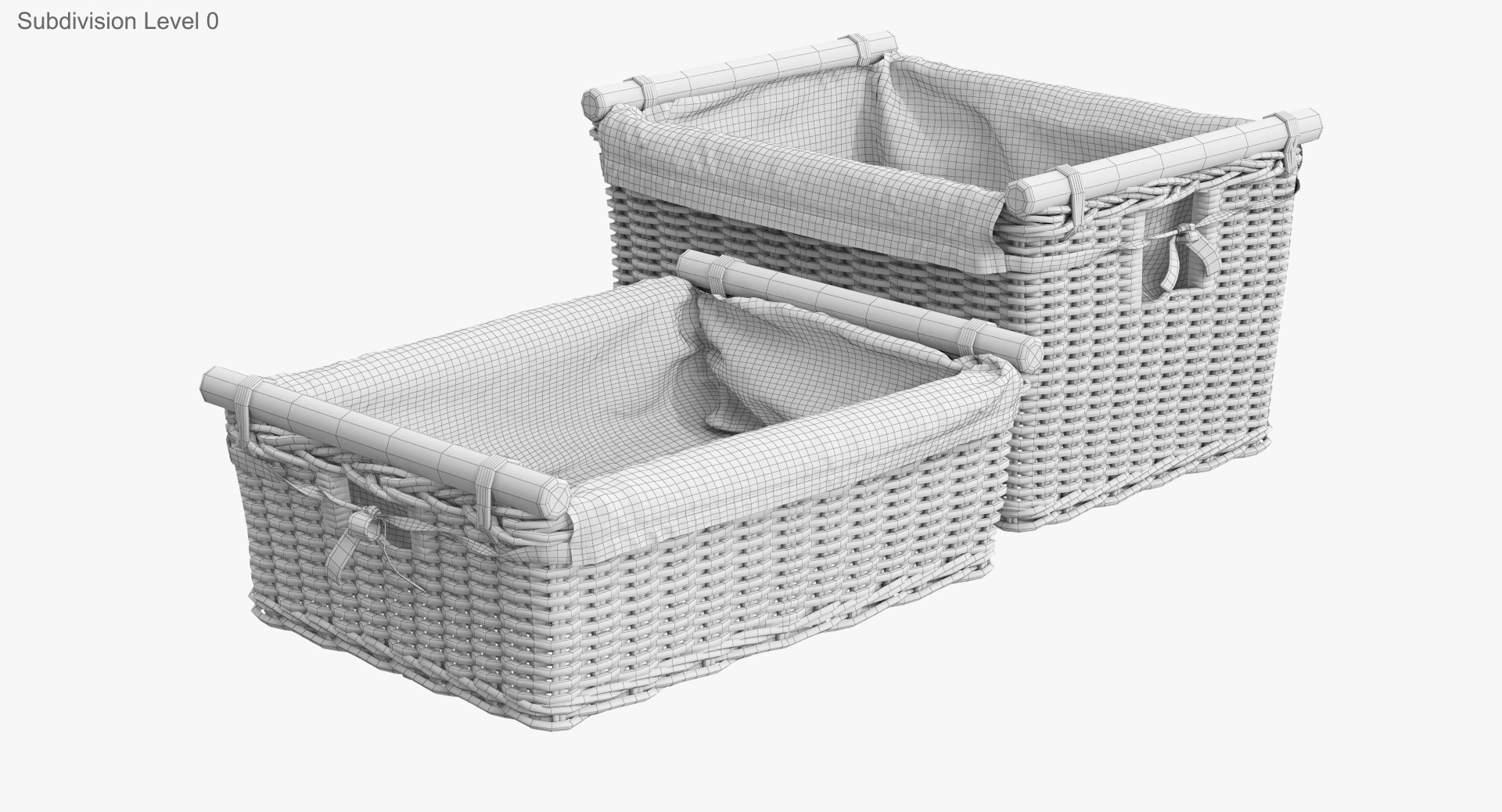 3d model wicker laundry basket rattan