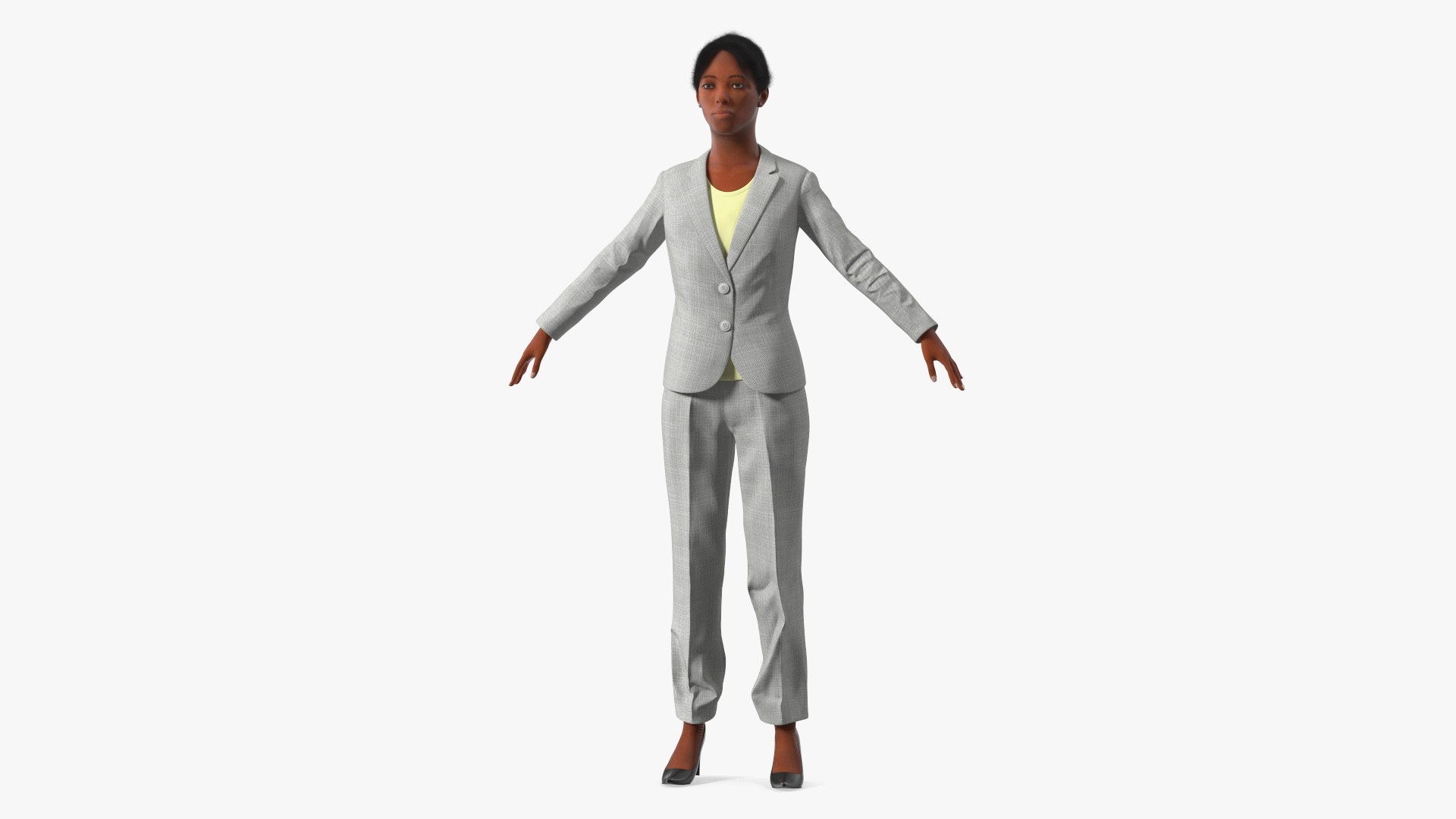 Black Business Woman Fur 3D model preview