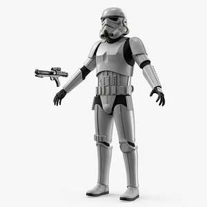 3D model Star Wars Imperial Stormtrooper and Blaster Dirty A-Pose