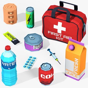 Stylized Survival Essentials Pack - Game Ready Low-Poly 3D model