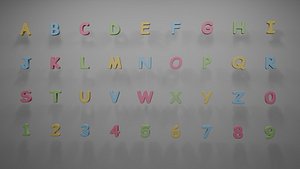 3D Cartoon Rounded 3D Letters And Numbers