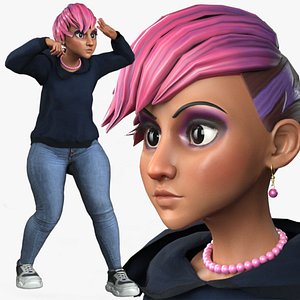 Cartoon Rigged Cute Girl-Aarohi Character 3D Model 3D model