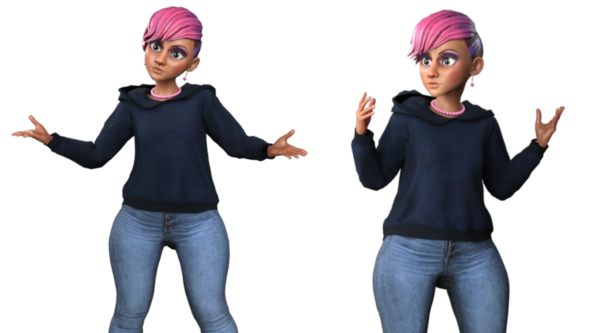 Cartoon Rigged Cute Girl-Aarohi Character 3D Model 3D Model ...